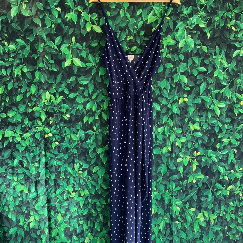 Polka dot navy romper